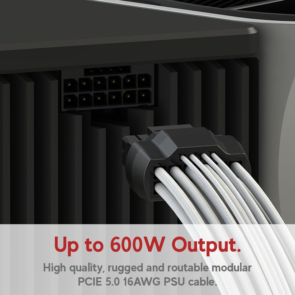 LINKUP - AVA 600W PCIE 5.0 16Pin (12+4) Hochstrom-Netzkabel┃Gepresster &amp; gelöteter Typ 16AWG ummante