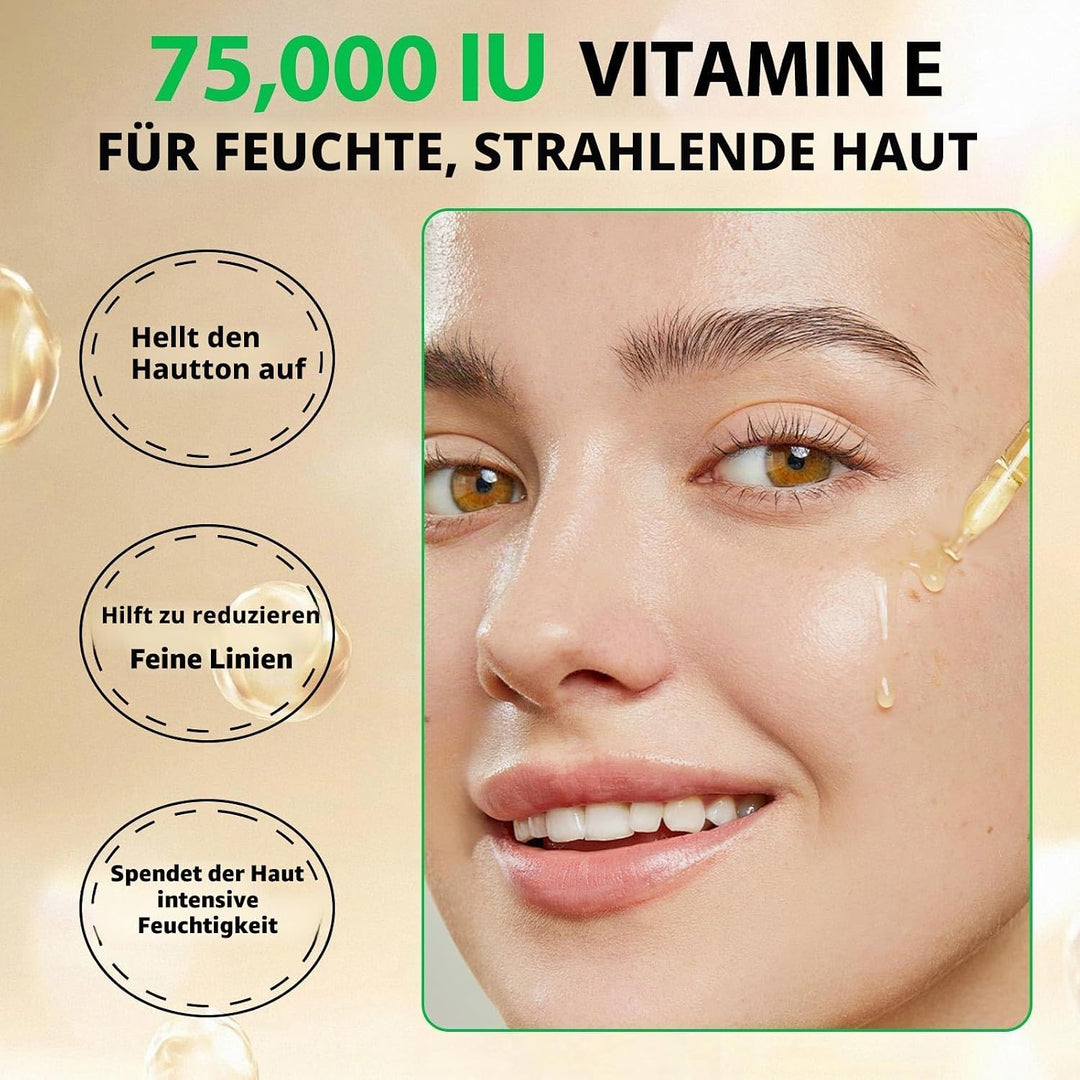 Vitamin E Öl Für Gesicht Und Haut, 75,000 IU, 100% Natürliches &amp; Reines Vitamin E Oil für Haut, Gesi