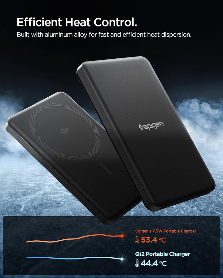 Spigen Essential Qi2 MagSafe Powerbank 5000mAh 22,5W Magnetische Kabellose Powerbank Ladegerät für i