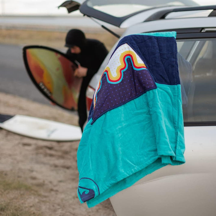 WAVE HAWAII Poncho Bluebow Surfponcho 100% Baumwolle für Körpergrössen von 175-205 cm Umkleidehilfe
