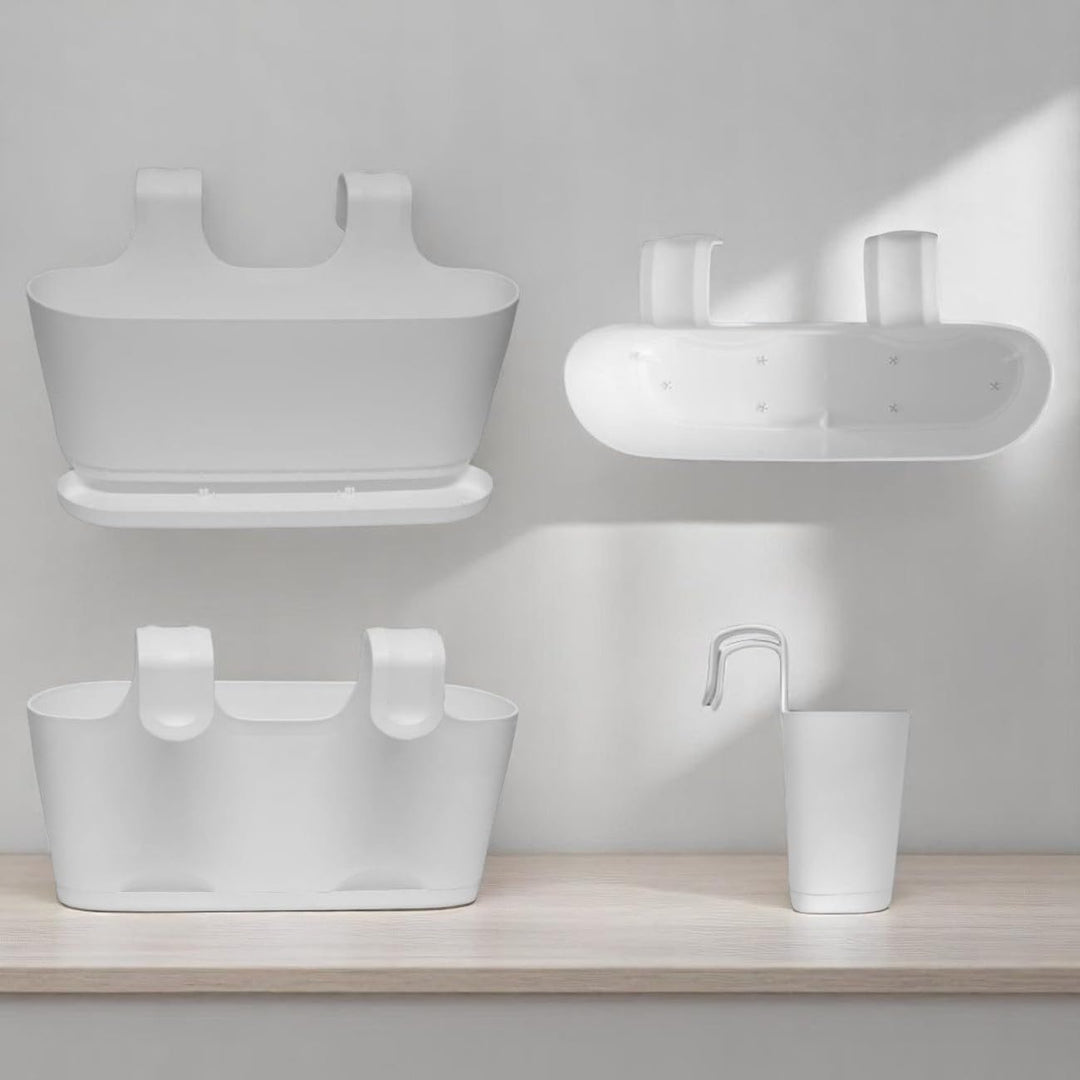 3X Blumenkasten oval Balkon Übertopf Pflanzkasten Blumentopf zum Hängen mit Wasserspeicher Farbe grü