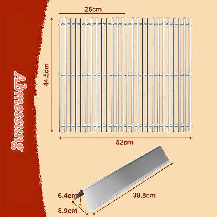 Denmay Edelstahl Flavorizer Bar &amp; Grillroste für Weber Spirit E210 E220 S210 S220 (mit vorderen Bren
