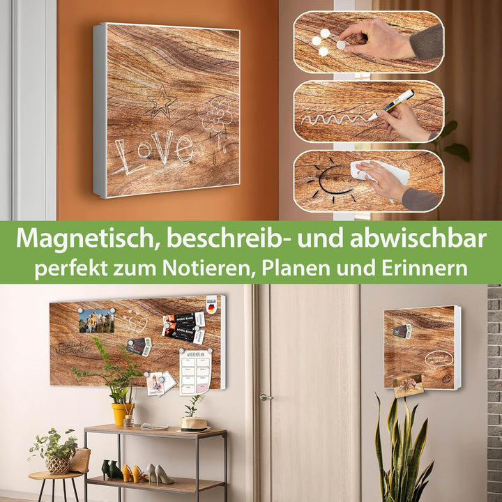 banjado Grosser Schlüsselkasten Glas - Schlüsselbox 30x30cm mit 50 Haken - Schlüsselkasten modern fü