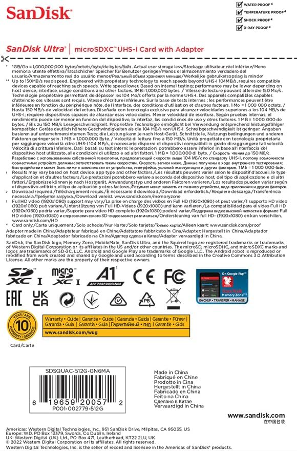 SanDisk Ultra 512 GB microSDXC UHS-I-Karte für Chromebook mit SD-Adapter (Für Smartphones und Tablet