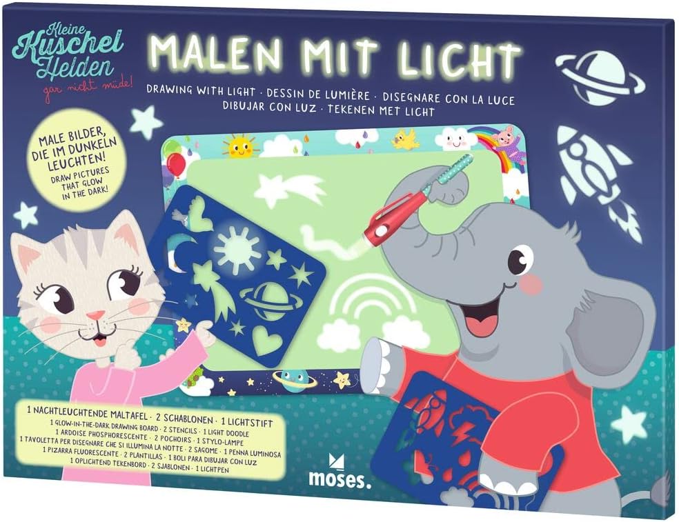 moses. 38171 Kleine Kuschelhelden Malen mit Licht, leuchtende Maltafel für Kinder, Zaubertafel mit m