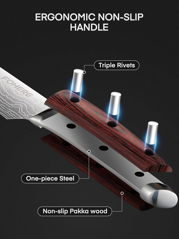 FOHERE Messerset, 5-teilig Ultra Scharfes Küchenmesser Set, Hochwertigem Carbon Edelstahl Messer Set