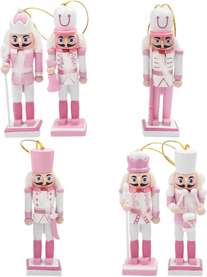 POPOYU Nussknacker Figuren Set Weihnachten 13cm,6 Stück Rosa Mini Weihnachts Nussknacker Soldaten Or