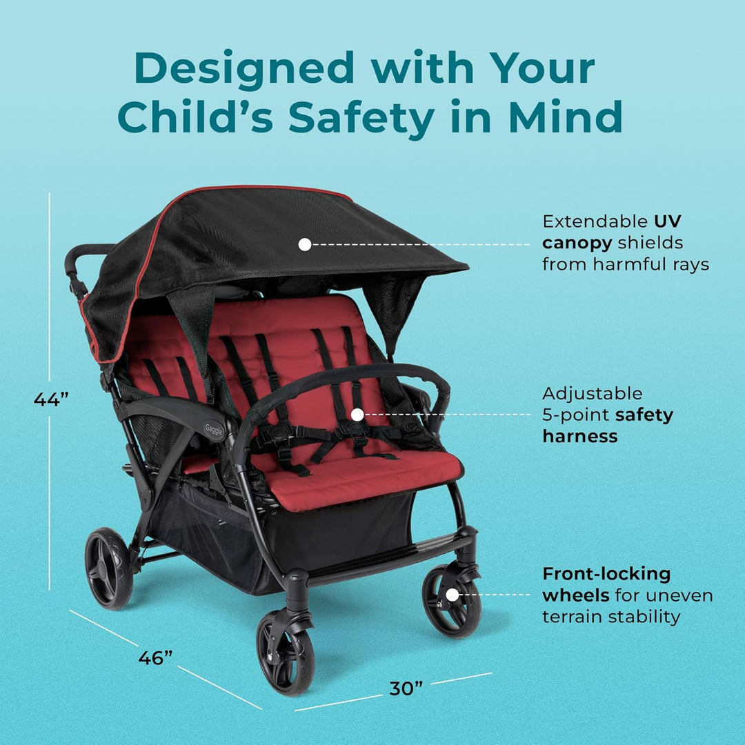Gaggle By Foundations Odyssey 4-Sitzer-Vierlingskinderwagen, 4-Sitzer-Kinderwagen für die Kindertage