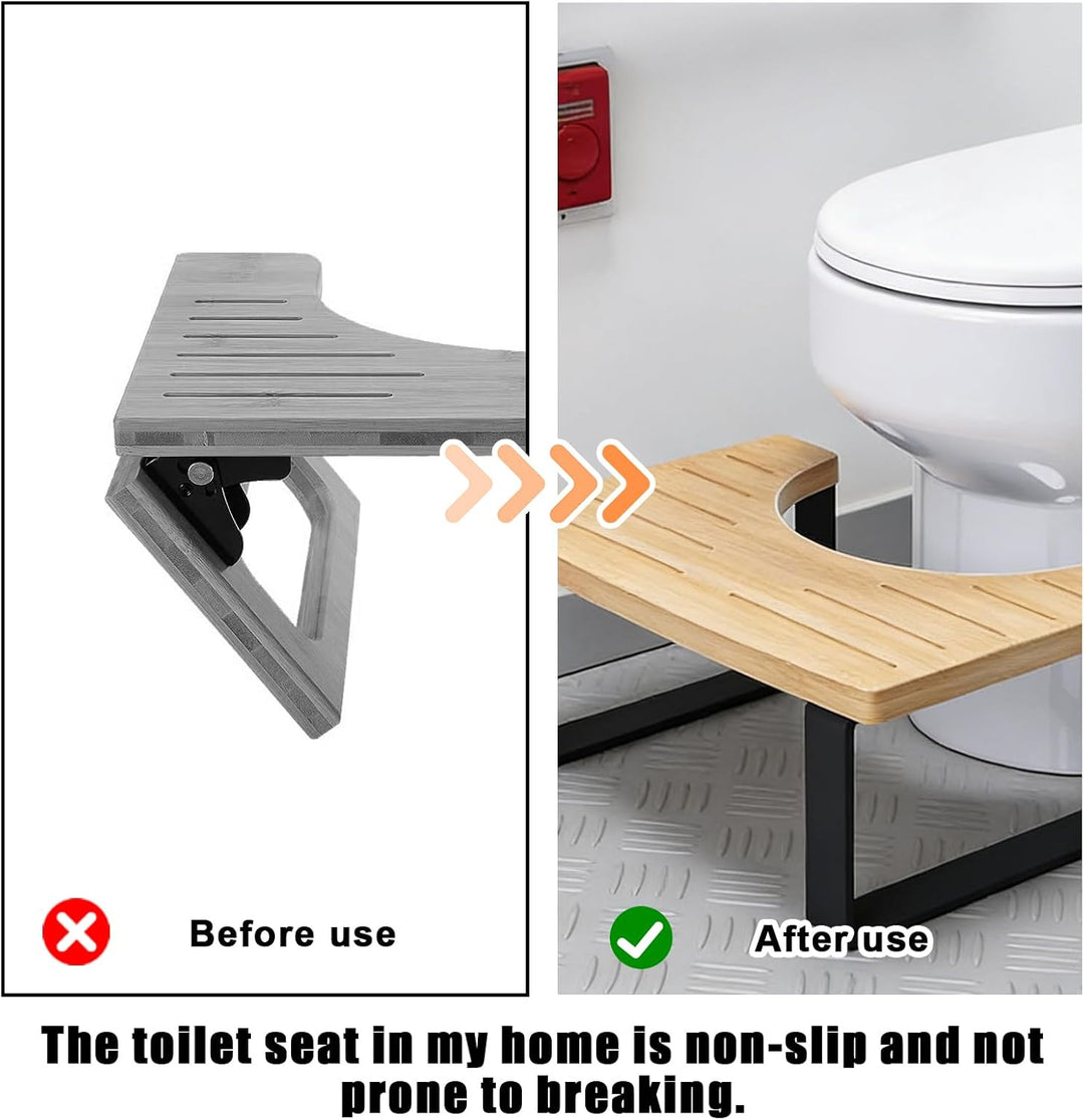 40×20×17cm Toilettenhocker Erwachsene: Badezimmer-Kothocker für Erwachsene, Eisen-Holz Kombinationsm