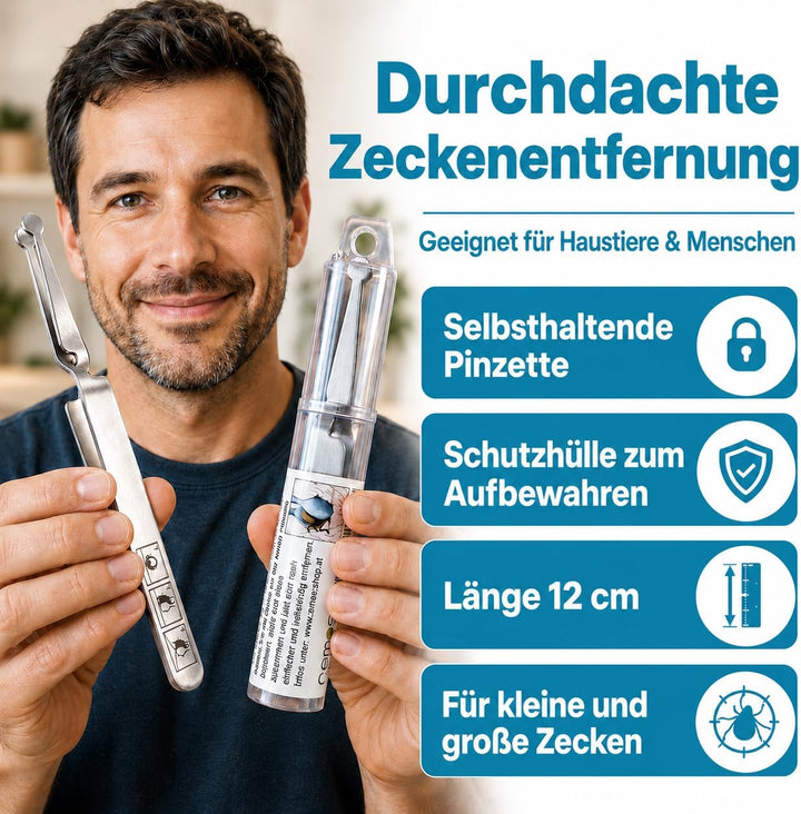 REMOS Zeckenzange/Zeckenpinzette aus rostfreiem Edelstahl löffelförmig mit Kreuzgriff für Tiere