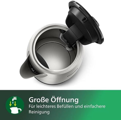 Philips Wasserkocher – 1.7 L Fassungsvermögen mit Kontrollanzeige, Edelstahl, Pirouettenbasis