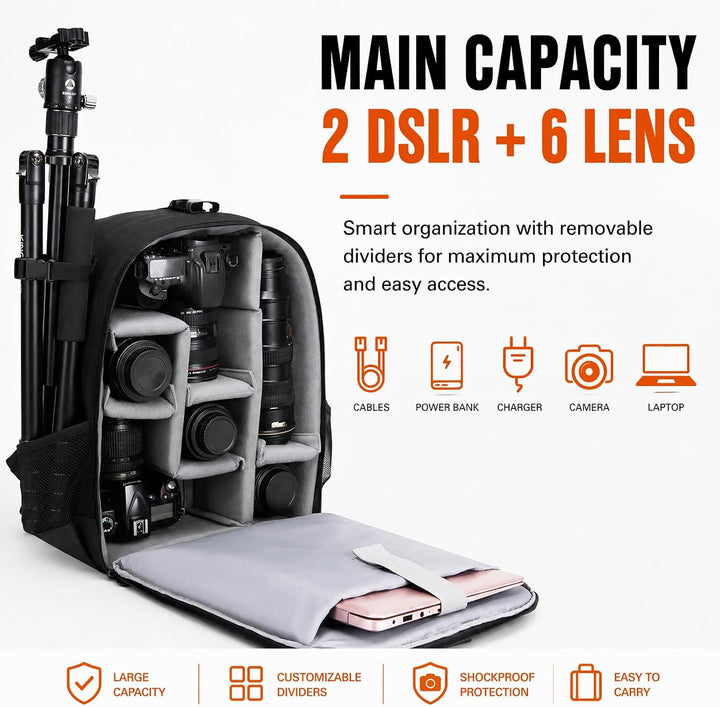 CADeN Professional Trolley Large Camera Backpack Bag for DSLR/SLR Mirrorless Camera Waterproof, Came
