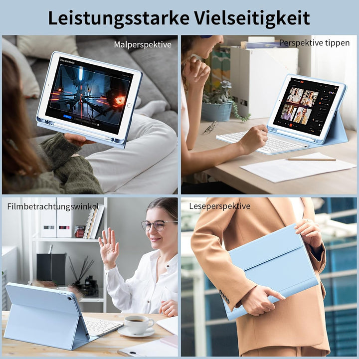Tastatur Hülle für iPad 10,2 Zoll 9. 8. 7. Generation 2021 2020 2019, Abnehmbarer Bluetooth QWERTZ K