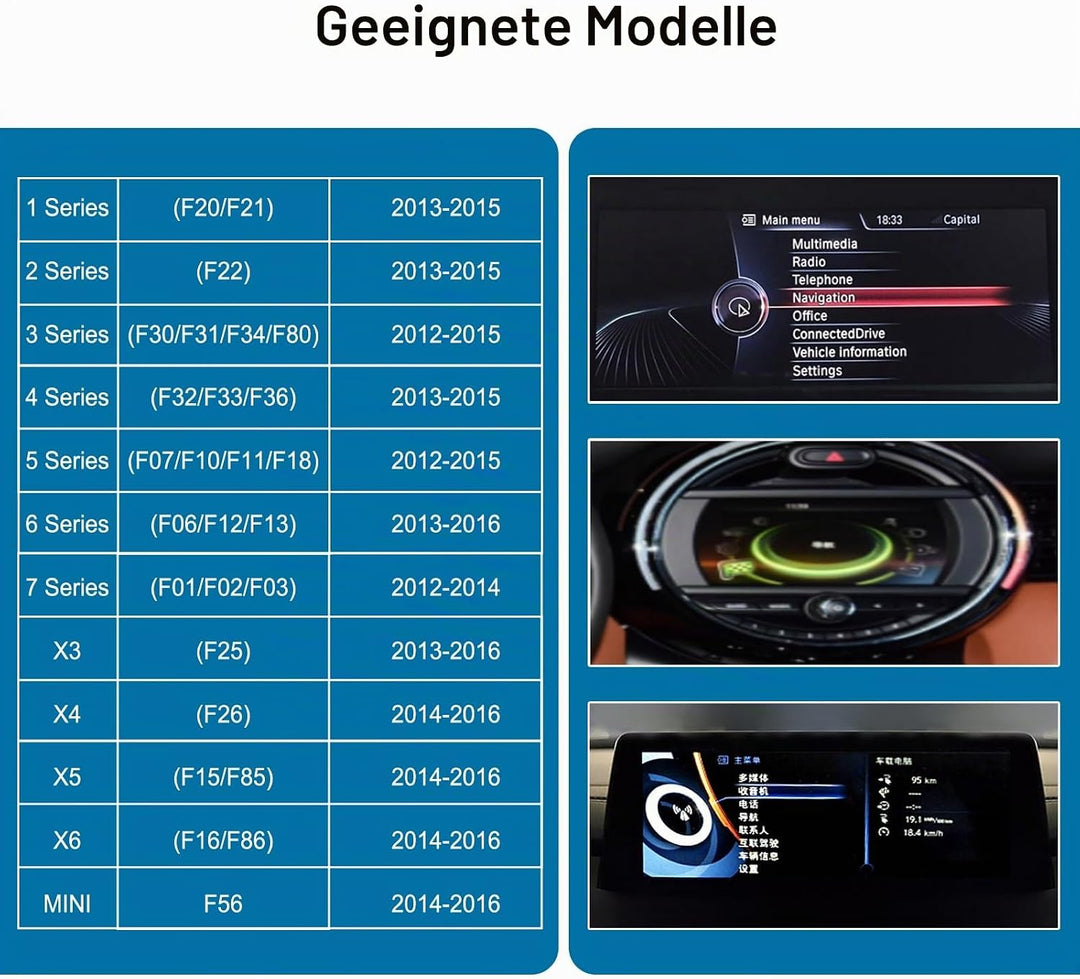 EZoneTronics Wireless CarPlay &amp; Android Auto Retrofit Kit Decoder Box für BMW mit NBT System Kabello