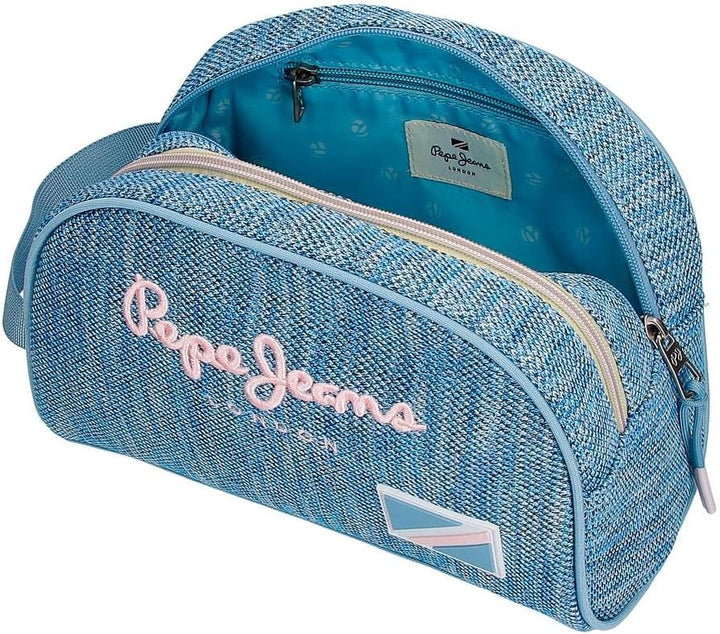 Pepe Jeans Lena Kulturbeutel Zwei Fächer Anpassbar Blau 26x16x12 cm Polyester Doppelter Koffer, Dopp