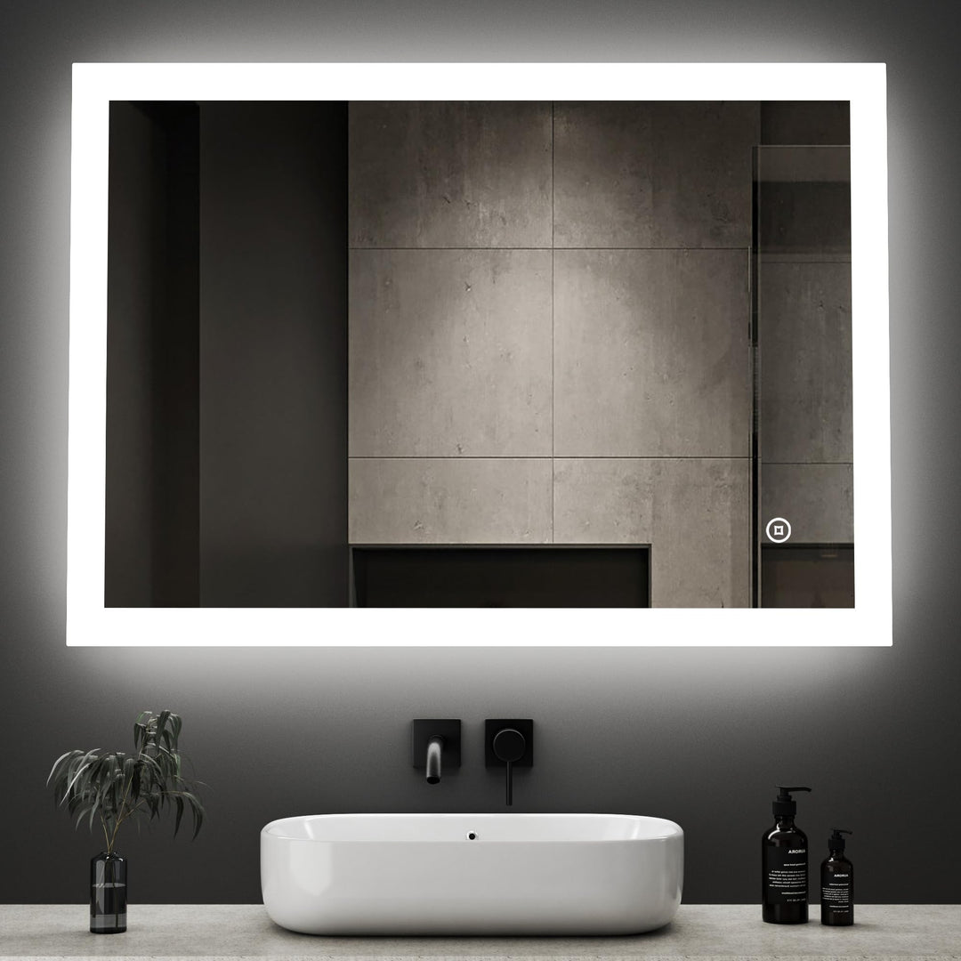 Boromal Badspiegel Dimmbar 40x60cm LED Badspiegel mit Beleuchtung Wandspiegel Lichtspiegel 3 Lichtfa
