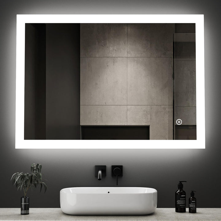 Boromal Badspiegel Dimmbar 40x60cm LED Badspiegel mit Beleuchtung Wandspiegel Lichtspiegel 3 Lichtfa