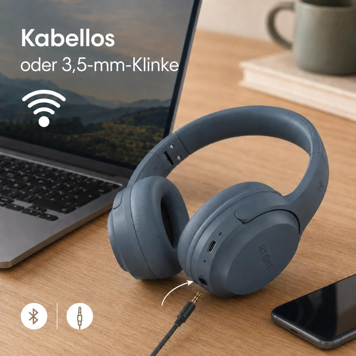 RYGHT Tempo – Kabellose Kopfhörer – klarer Stereo-Sound, 20 Stunden Akkulaufzeit – faltbar, leicht,