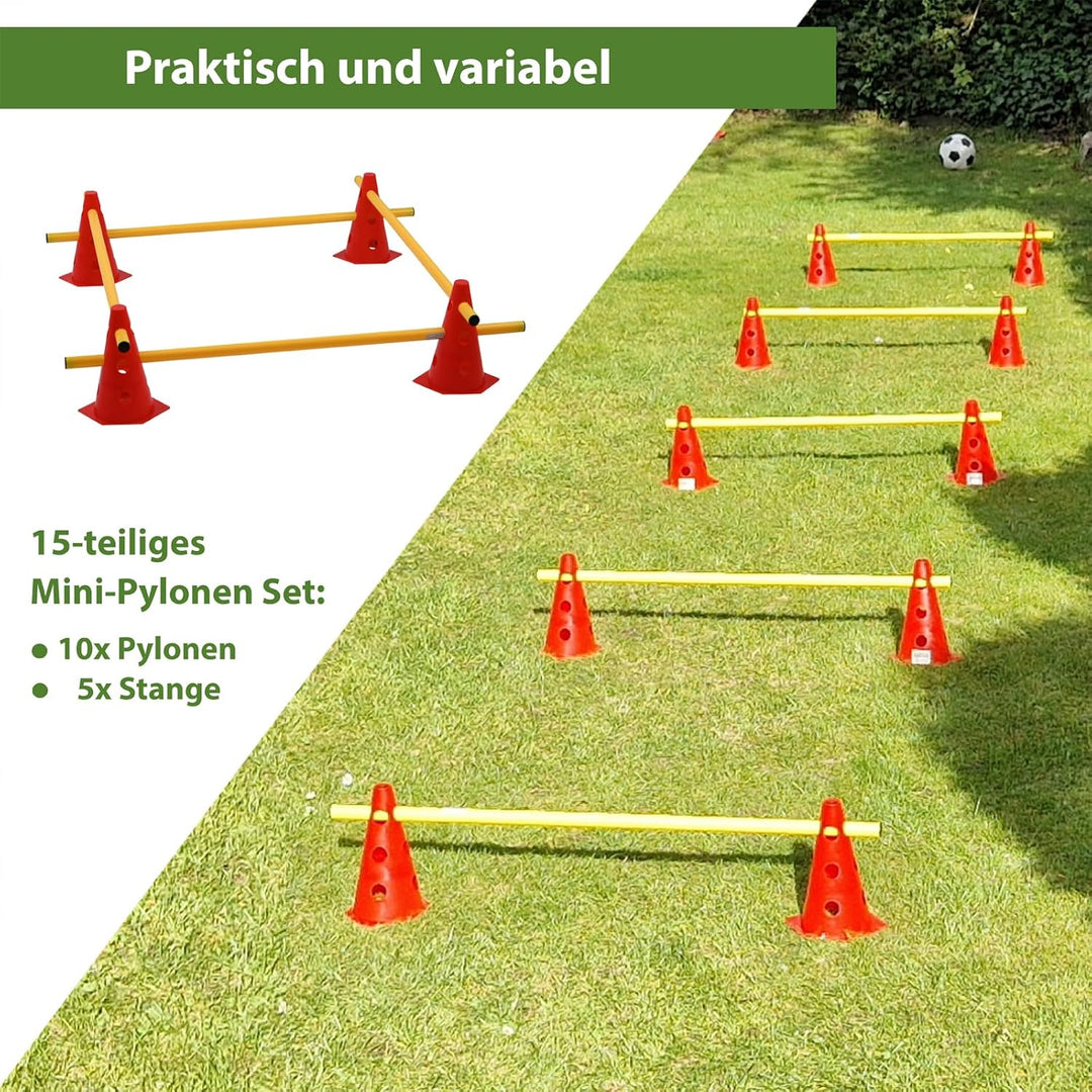 TRUTZHOLM Steckhürdenset 15- teilig 23 cm höhenverstellbar Agility Set Hunde Trainingszubehör Hobby