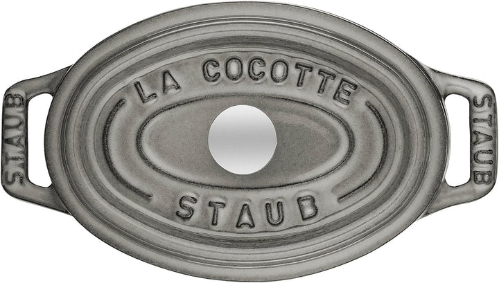 STAUB Mini Cocotte, oval mit Deckel 11 cm, 0,25 L, induktionsgeeignet, mit mattschwarzer Emaillierun