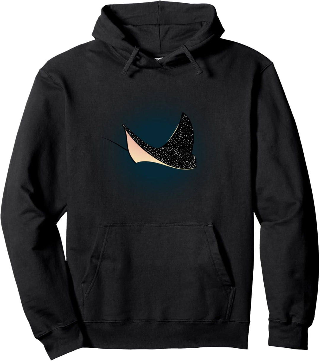 Tiefblauer unter Wasser gefleckter Meeresstrahlfisch Pullover Hoodie