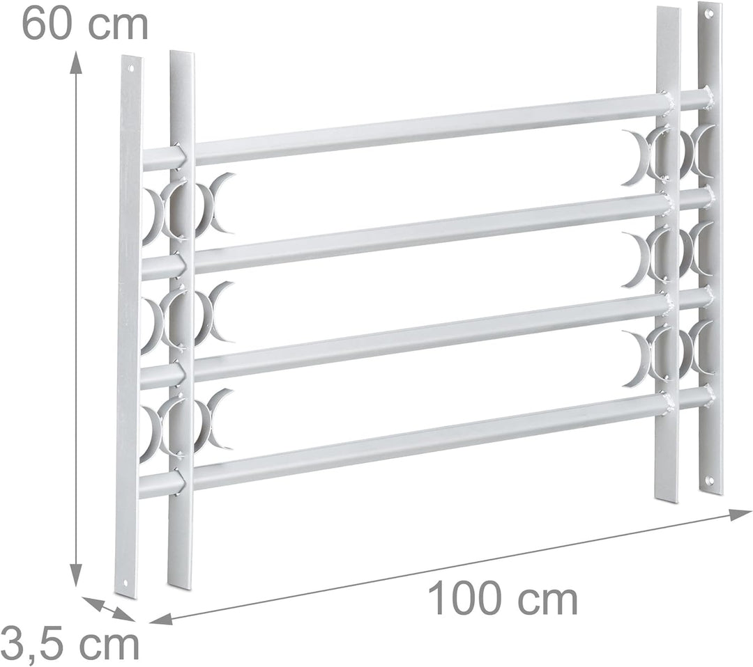 Relaxdays Fenstergitter Einbruchschutz, Ausziehbar, Aussen, Verzinkt, Stahl, 600 x 1000-1500 mm, Sic