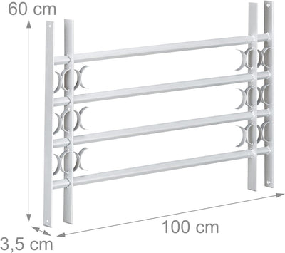 Relaxdays Fenstergitter Einbruchschutz, Ausziehbar, Aussen, Verzinkt, Stahl, 600 x 1000-1500 mm, Sic