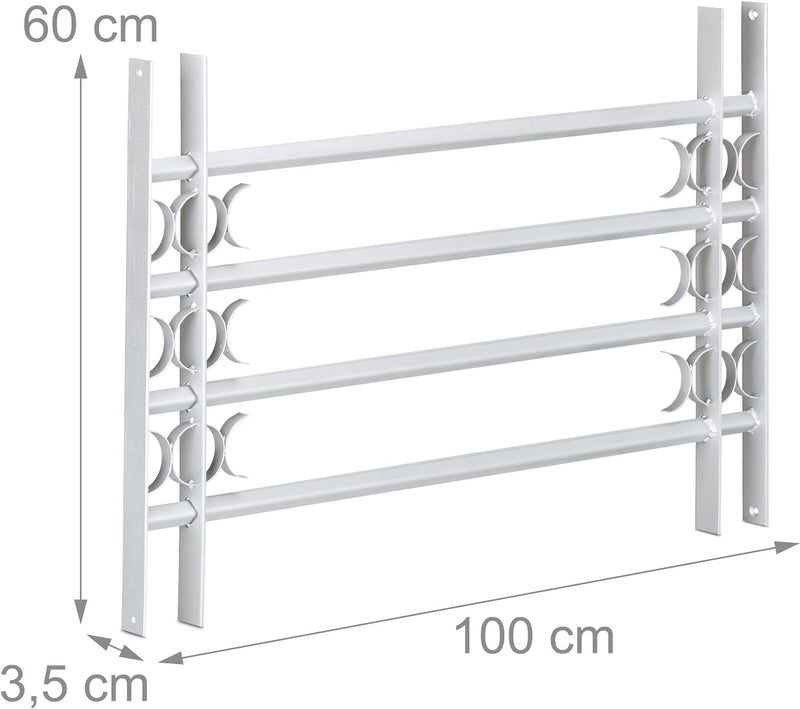 Relaxdays Fenstergitter Einbruchschutz, Ausziehbar, Aussen, Verzinkt, Stahl, 600 x 1000-1500 mm, Sic