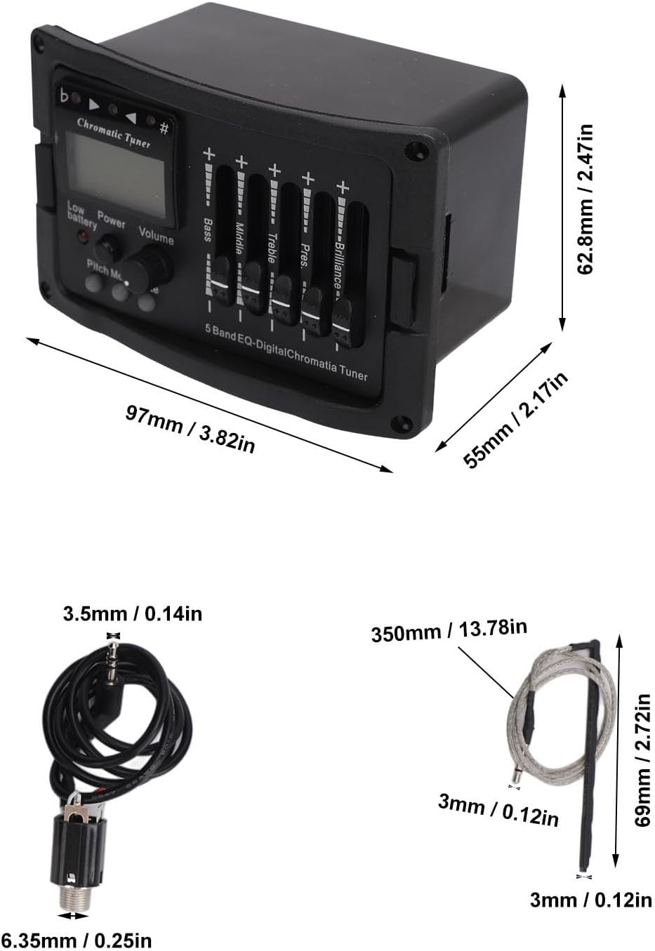 Akustikgitarren-Vorverstärker, 5-Band-EQ-Equalizer, Akustikgitarrenverstärker, digitaler Tuner-Tonab
