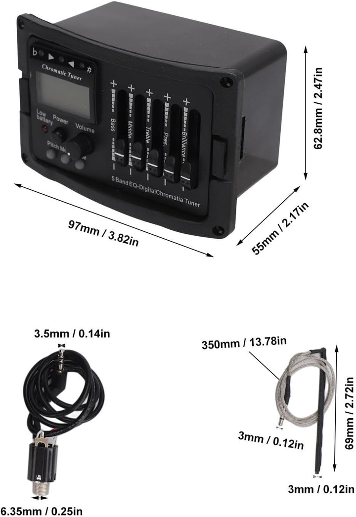 Akustikgitarren-Vorverstärker, 5-Band-EQ-Equalizer, Akustikgitarrenverstärker, digitaler Tuner-Tonab