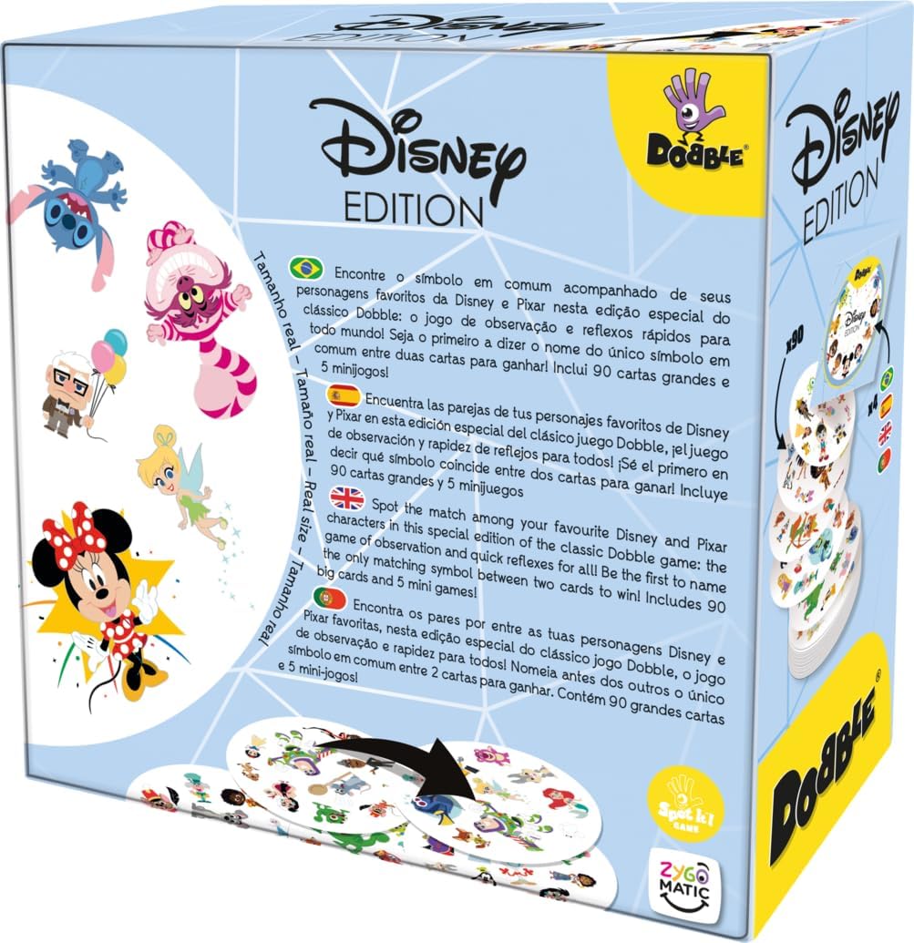 Zygomatic Dobble Disney Edition, Action- und Reflexionskarten für Erwachsene und Kinder, ab 6 Jahren