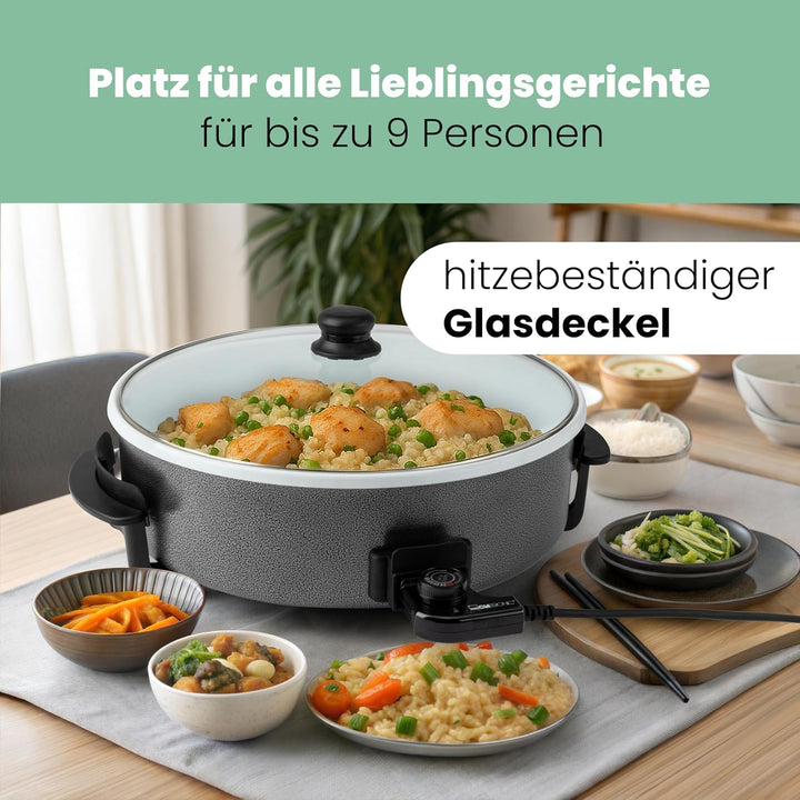 Clatronic® Partypfanne | Multifunktionspfanne zum Kochen, Braten und mehr | Keramikbeschichteter Brä