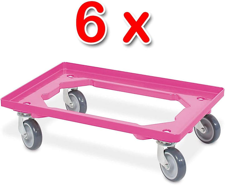 BRB 6X Logistikroller/Transportroller für Kisten 600x400 mm, Tragkraft 250 kg (pink), Pink