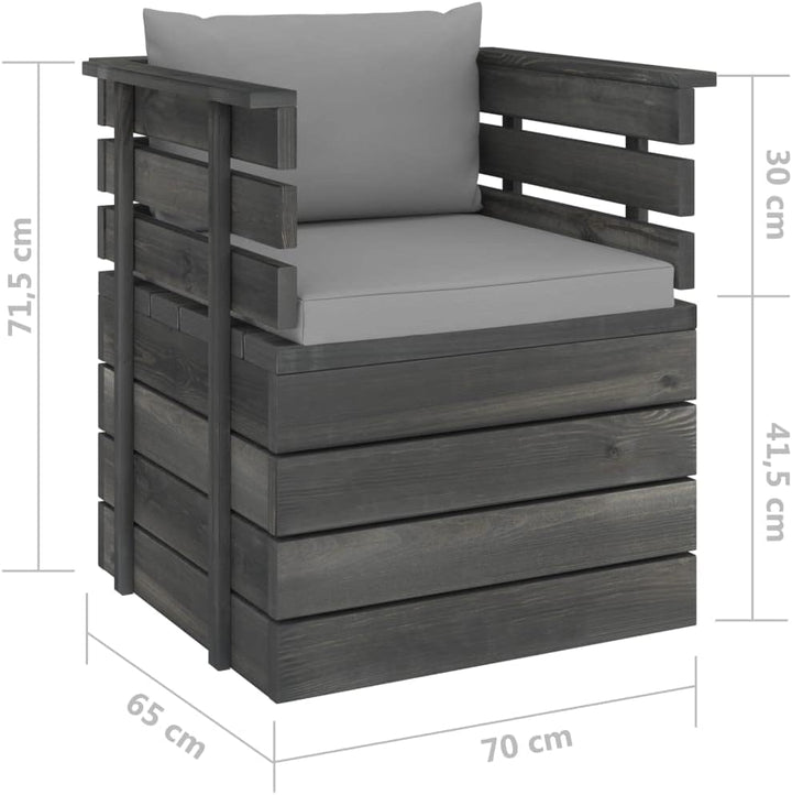 vidaXL Massivholz Gartensessel Loungemöbel Paletten Sessel Gartenmöbel Gartenstuhl Loungesessel mit