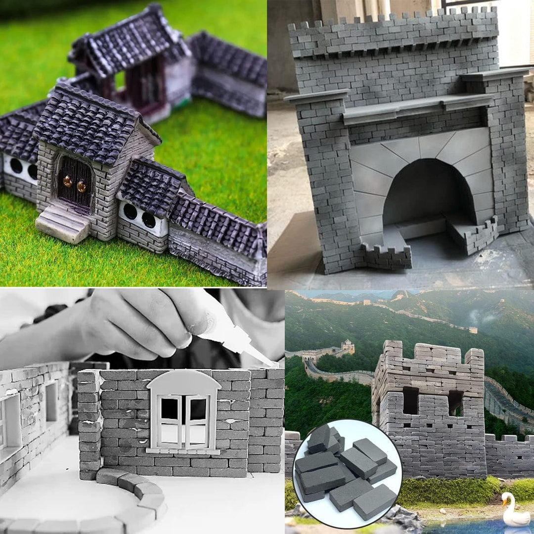 Cayway 420 Stück Mini Simulation Ziegel, 1:35 Mini Scale Ziegel Miniatur Ziegelsteine Backsteine Zie