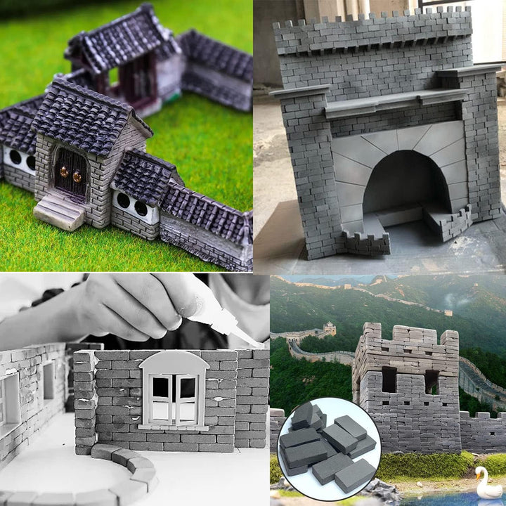 Cayway 420 Stück Mini Simulation Ziegel, 1:35 Mini Scale Ziegel Miniatur Ziegelsteine Backsteine Zie