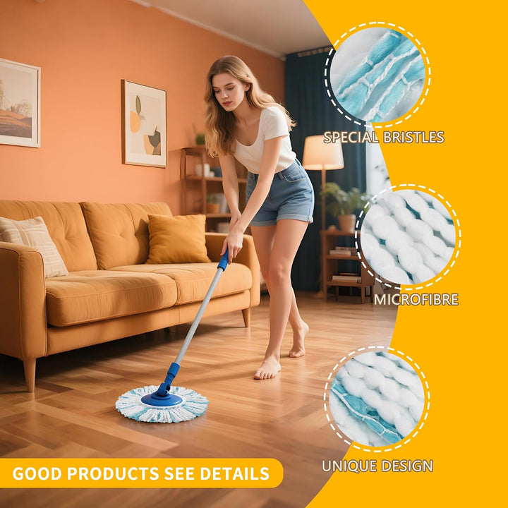 6 Stück Ersatzkopf für Leifheit Clean Twist Disc Mop Micro/Ergo | für Leifheit Bodenwischer Ersatzbe