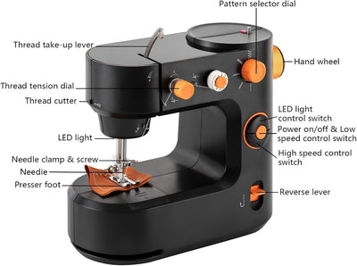 Kleine Elektrische Tragbare Nähmaschine, Freiarm,Nähmaschine für Anfänger,Haushaltsnähmaschine,Multi