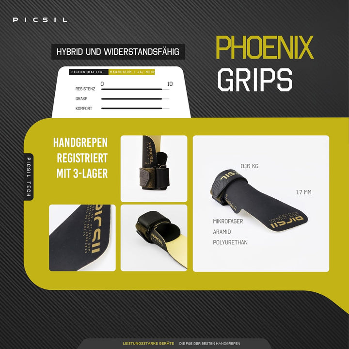PICSIL Phoenix Hand Grips – Handschutz &amp; Griffhilfen aus dreilagigem Gewebe, ohne Magnesium, für Cal
