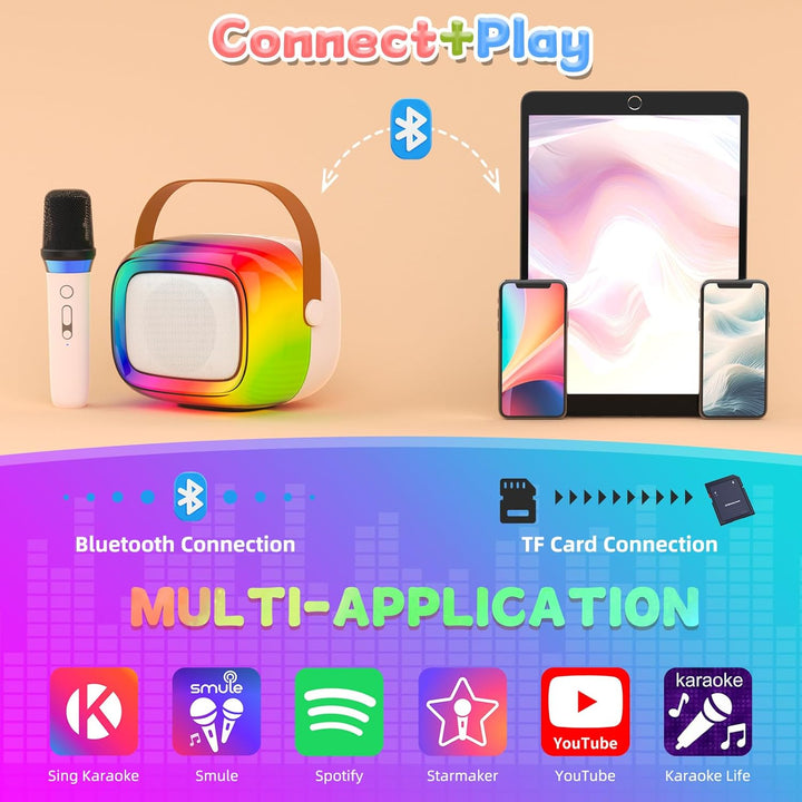GUYUCOM Karaoke Machine mit 1 Kabellose Mini Mikrofon für Kinder und Erwachsene, Tragbaren Bluetooth