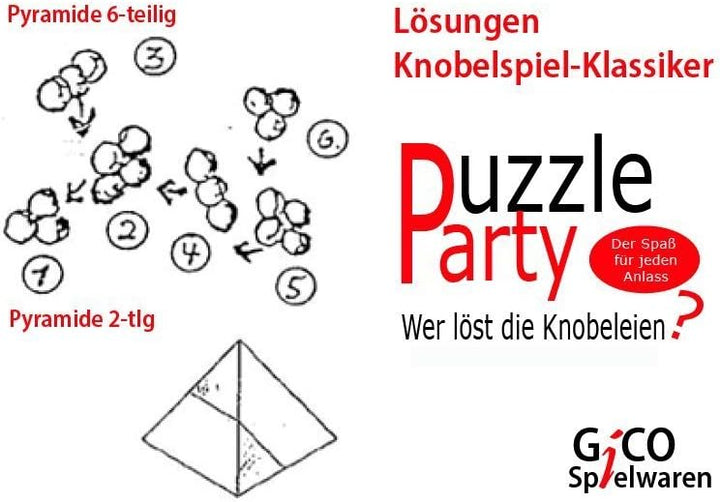 GICO 8 beliebte Knobelspiele Holzpuzzle Geduldspiele im Set, einzeln verpackt mit Lösungsheft - als