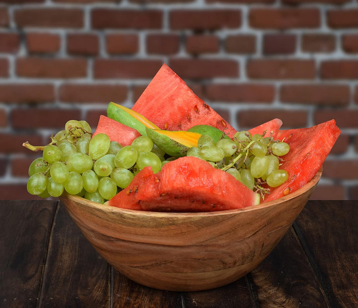 Samhita Obstschale aus Akazienholz für Obst oder Salate, Servierschale sieht absolut schön aus in Ih