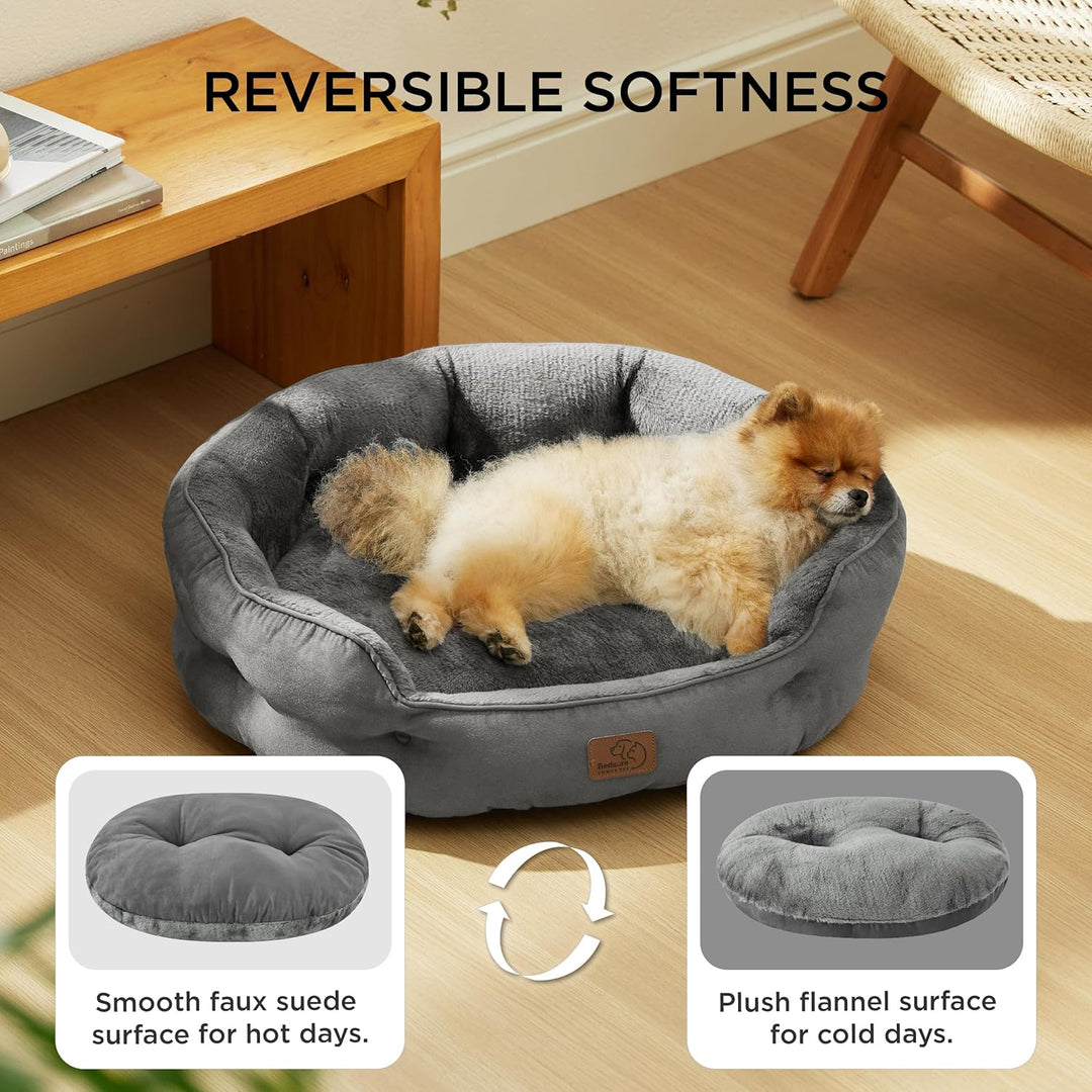 BEDSURE Katzenbett waschbar Katzen Bettchen - 63x53x20cm Katzen Bett grau mit zweiseitig Innenkissen