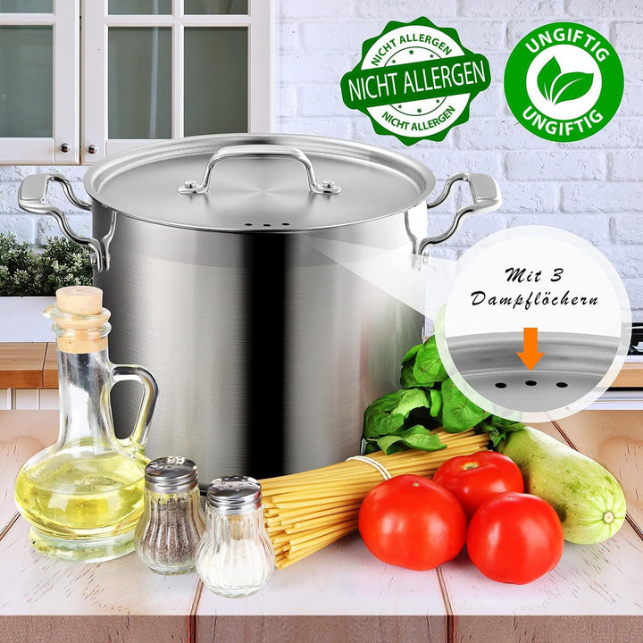 NutriChef Kochtopf Gross, 11L- Ø 28cm, Suppentopf Edelstahl Induktion für Alle Herdarten Geeignet, S