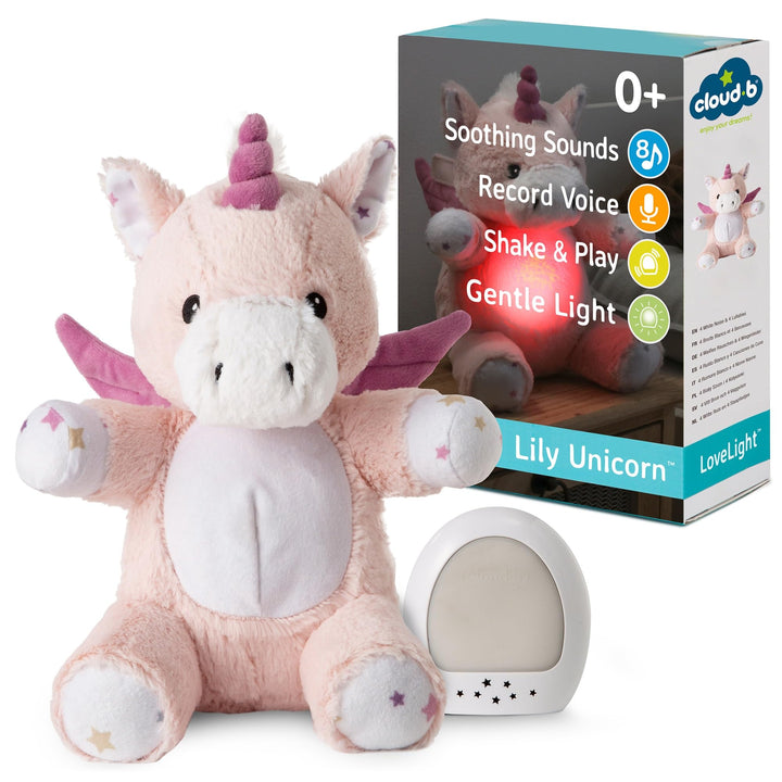 Cloud.b LoveLight™ Buddies - Lily das Einhorn | Beruhigende Klänge | Sprachaufnahme | Shake & Play |