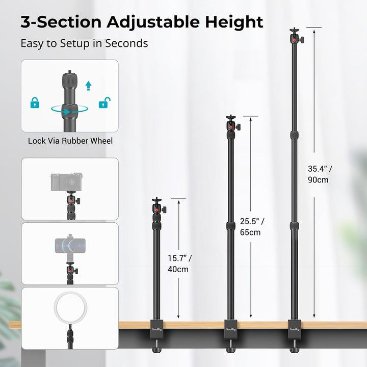 SMALLRIG Kamera-Schreibtischhalterung, C-Ständer, 38,1 cm - 88,9 cm, Verstellbarer Schreibtisch-Stat