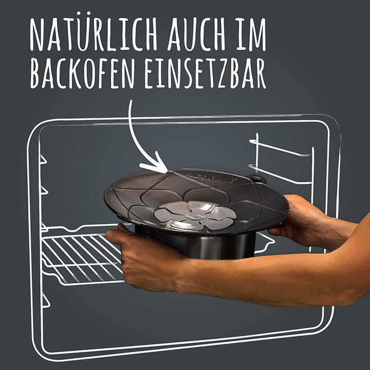 Kochblume das Origial, Silikon Überkochschutz für Töpfe und Pfannen, Mikrowellen-Deckel, Spritzschut