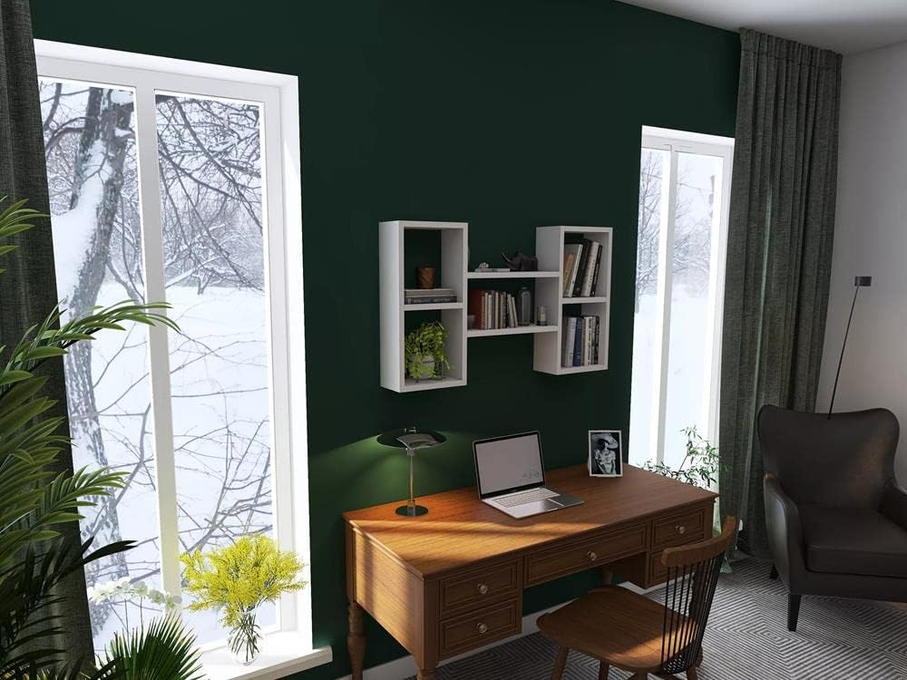 KUBUTKU Dekorativ Wandregal mit 5 Böden 102x60x18 Design Skandinavischer Modern für Wohnzimmer Küche