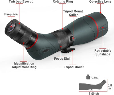 JoyDate 20-60x85mm ED-Spektive mit Smartphone-Adapter - mit Extra-Low Dispersion Glas - Spektiv für