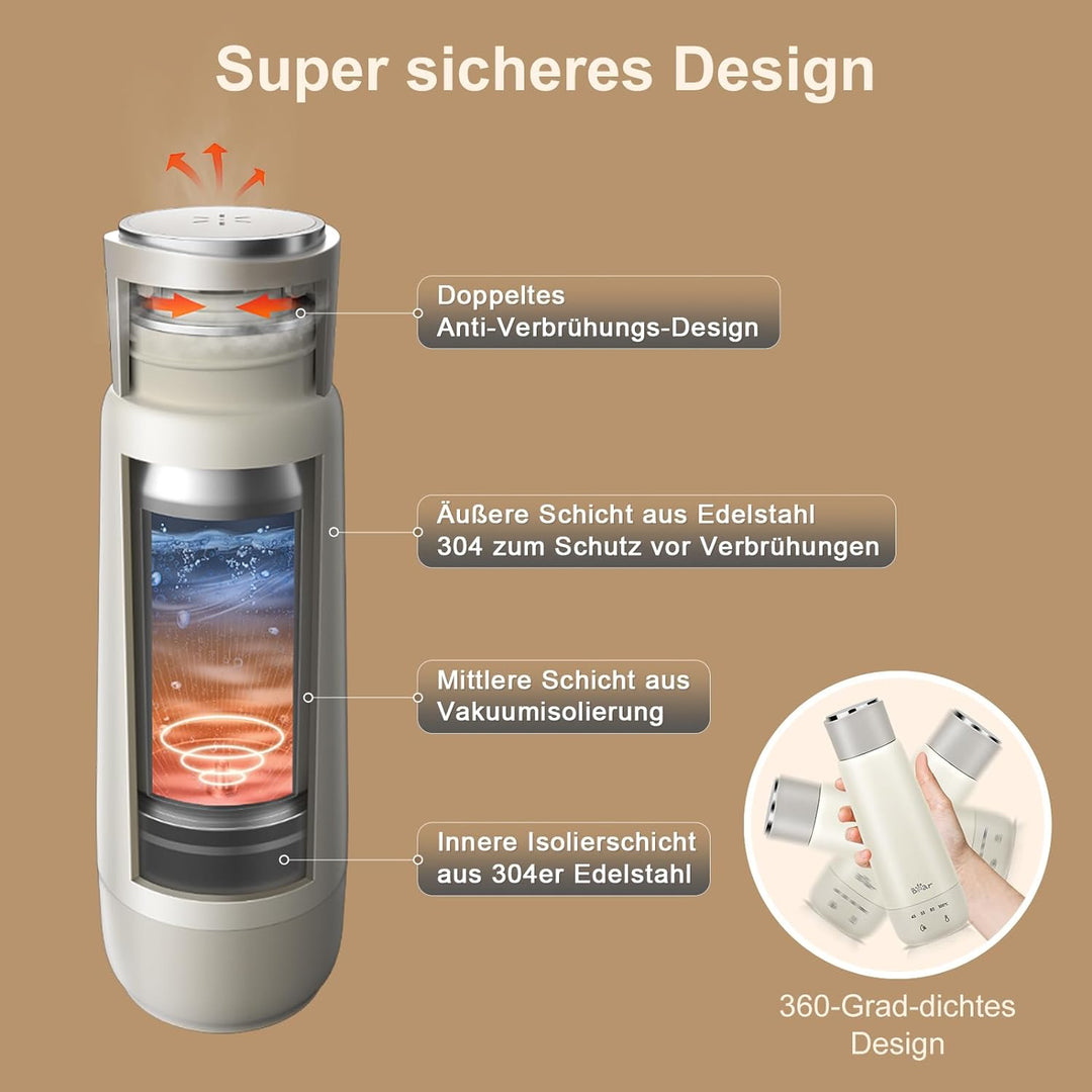 Bear 300ml 4-Temperatur Elektrischer Wasserkocher 3-in-1 Reise Elektrischer Wasserkocher Doppelschic